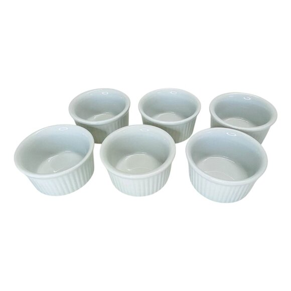 Pier 1 White Porcelain Ramekins Dish 6PC Set Dessert Baking Prep Tasting Party - Picture 2 of 8